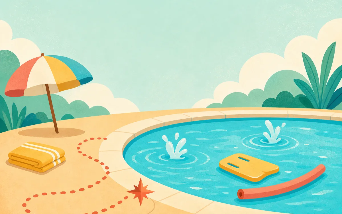 Pool & Swimming family event illustration for Lil Lagoon Tot Time in Edina