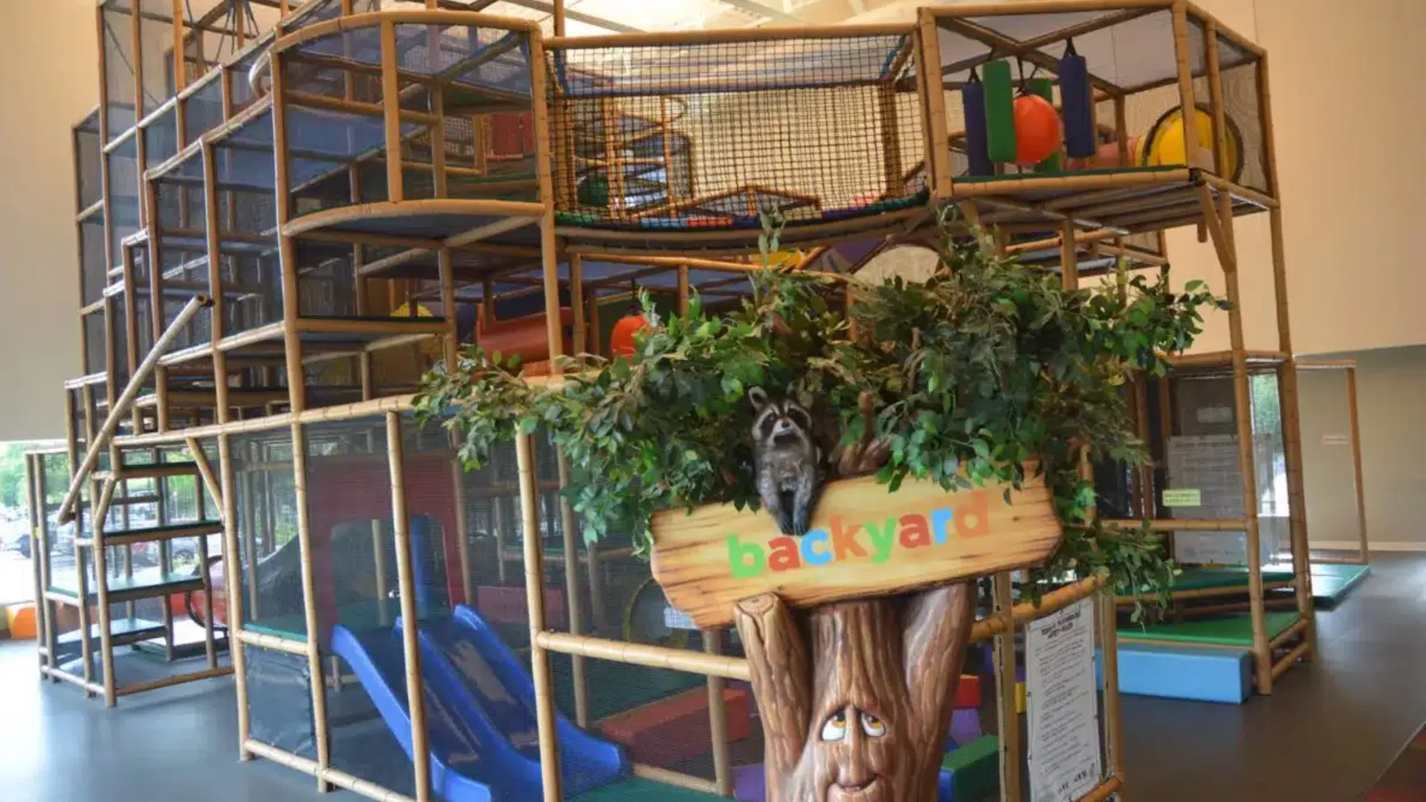 Families playing inside Brookview’s Backyard Indoor Playground