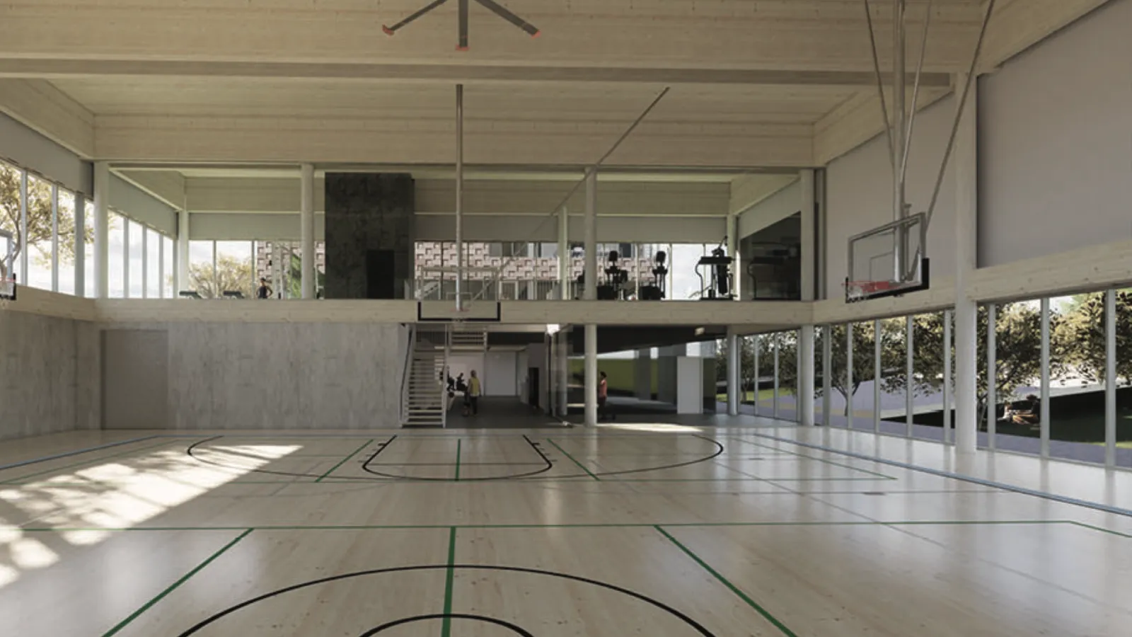 Toddlers playing with balls and tunnels in a modern gym