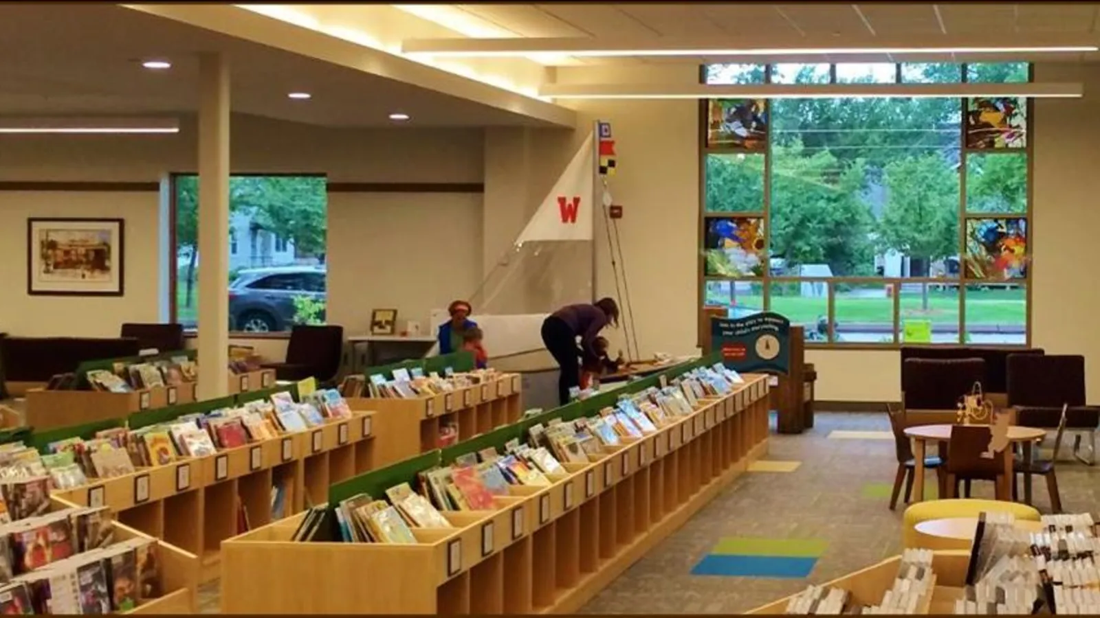 Sailboat play structure inside White Bear Lake Library
